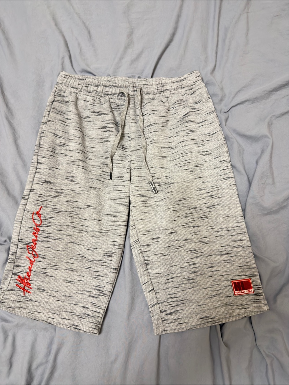 Head Men's Light Heather Gray Athletic Shorts with Red Logo